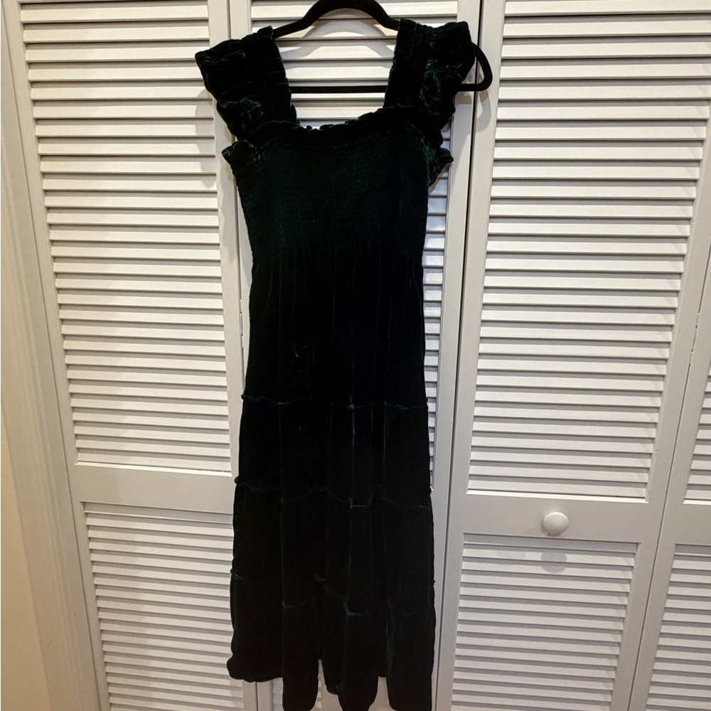 Hill House Dark Green Velvet Maxi Dress